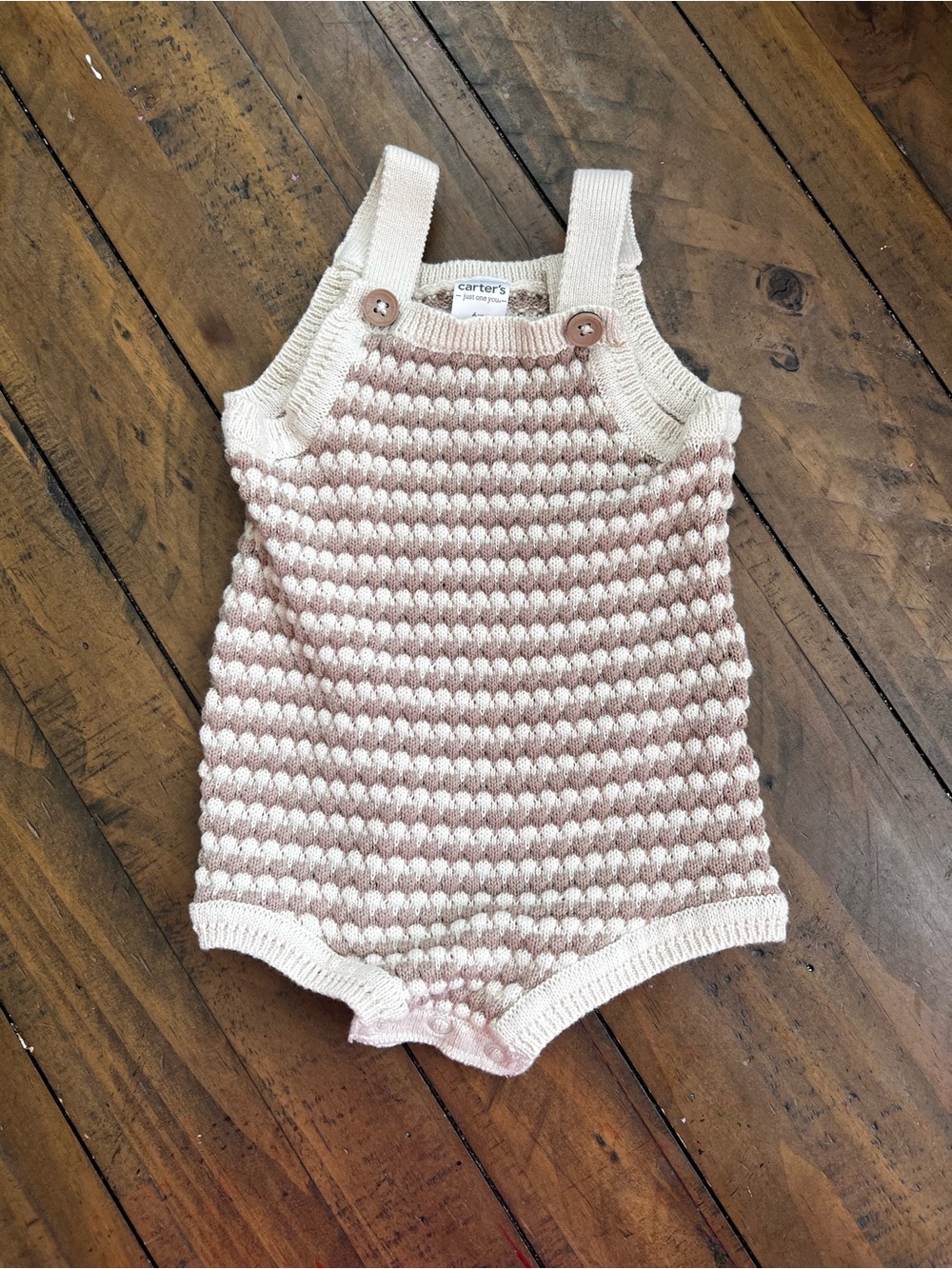 Carter's Tan & Cream Knit Bubble Romper